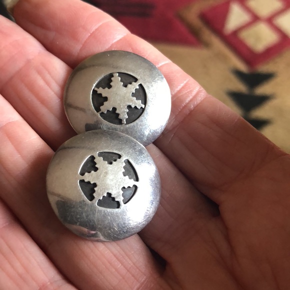 Native Made Sterling Silver Earrings - Picture 1 of 3